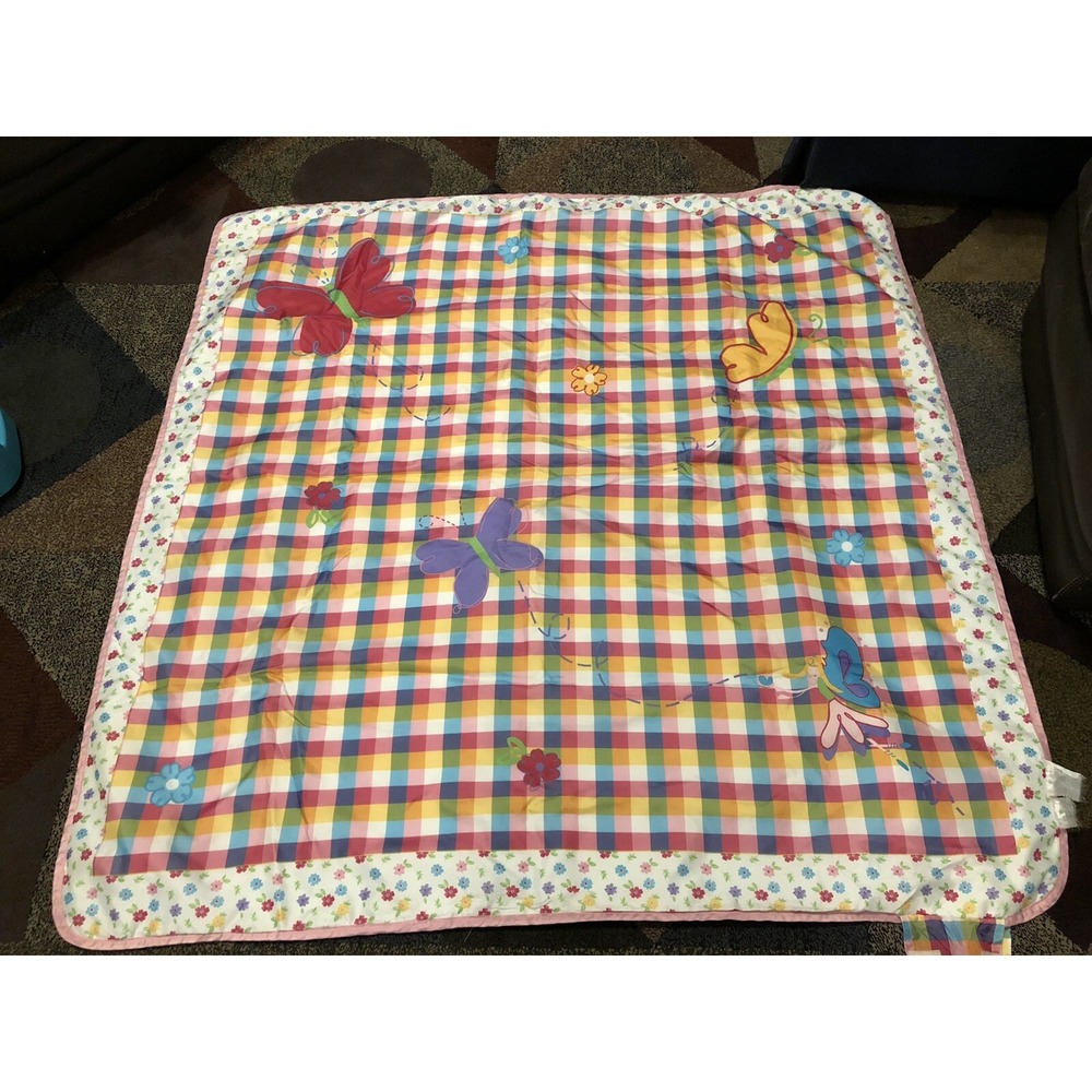 Toddler Rollup Blanket flowers butterflies fairies Nap Mat EUC 52x52